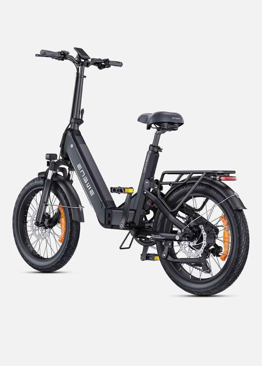 ENGWE L20 3.0 BOOST negro trasero — Fat bike plegable | abce.store