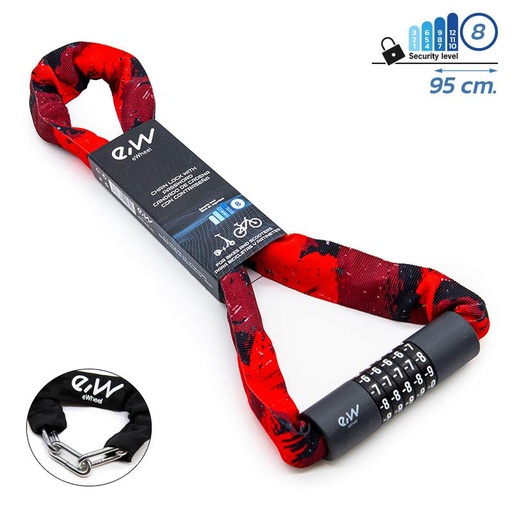 [CMM369] Candado de contraseña EWLK022 funda tela roja